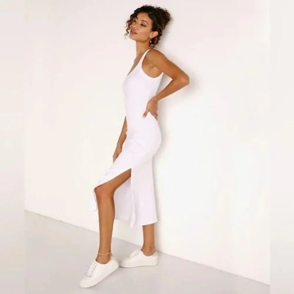 VITAMIN A West Organic Rib Dress White Size Medium - Picture 1 of 10